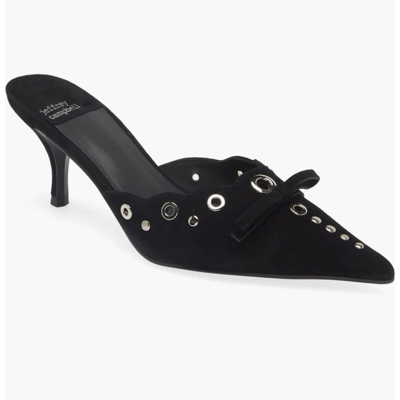 Jeffrey Campbell Gratis Pointed Toe Mule Black Suede - Picture 1 of 6